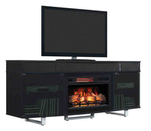 Load image into Gallery viewer, 72 inch Enterprise Bluetooth Console with Fireplace in Black
