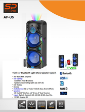 Load image into Gallery viewer, Twin 15 inch Bluetooth Light Show Speaker System
